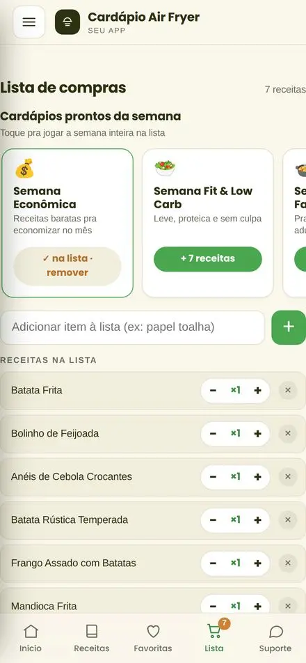 Tela do app: receitas com foto