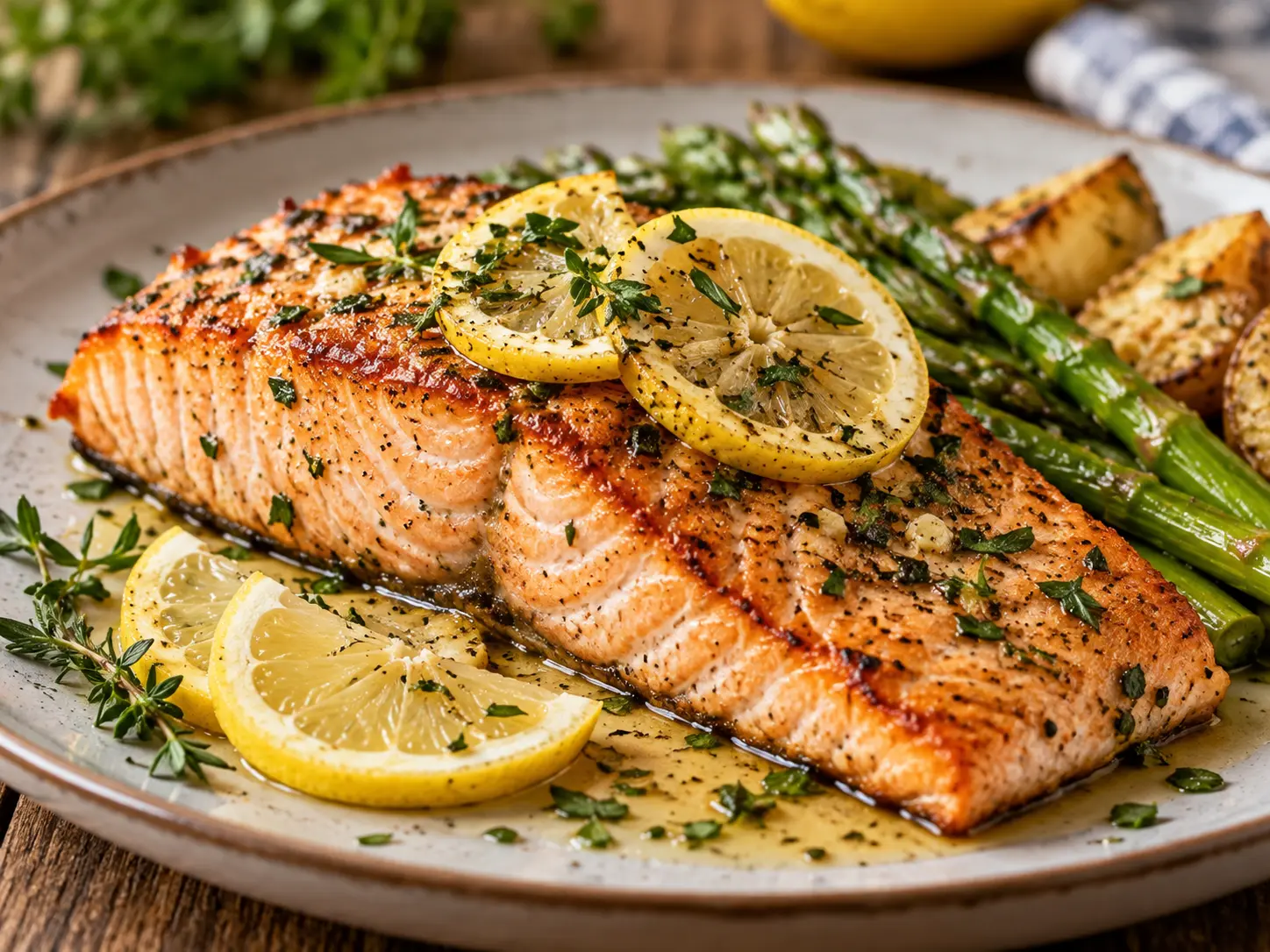 Salmão com limão e ervas